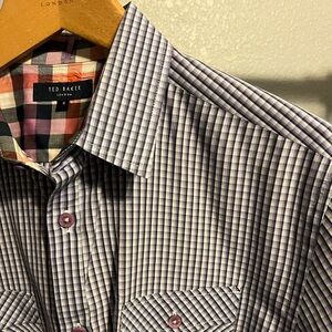 Ted Baker LS purple mini plaid Woven